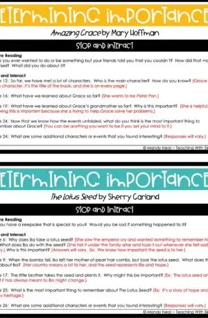 Determine Importance Read Aloud Prompts