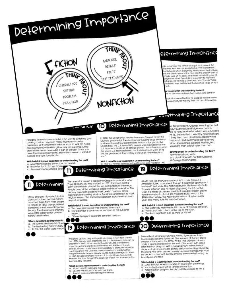 Determining Importance Task Cards