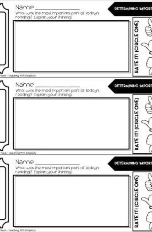 Determine Important Information Exit Tickets