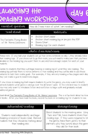 Launching Reading Workshop Lesson 6