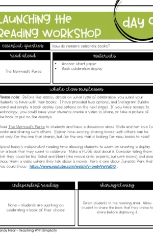 Launching Reading Workshop Lesson 9