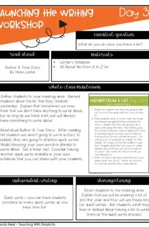 Launching Writing Workshop Lesson 3