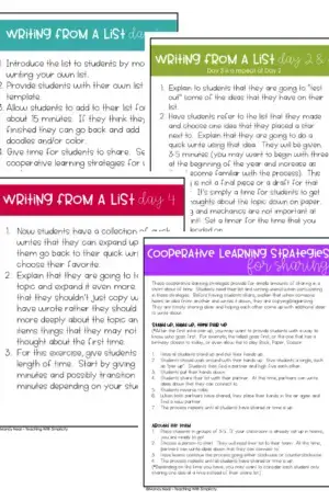 Launching Writing Workshop Writing From a List & Cooperative Learning Strategies