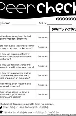 Personal Narrative Peer Check