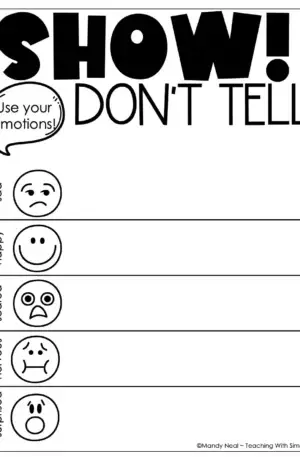 Show Don't Tell Using Emotions Anchor Chart