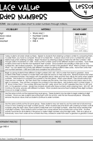 4th Grade Place Value - Order Numbers Lesson 4