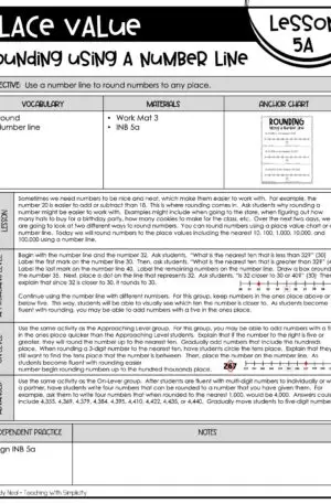4th Grade Place Value - Rounding Using a Number Line Lesson 5a