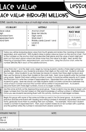 5th Grade Place Value - Place Value Through Millions Lesson 1