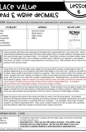 5th Grade Place Value - Read and Write Decimals Lesson 6