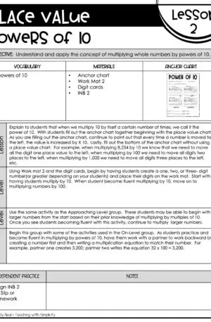 5th Grade Place Value - Powers of 10 Lesson 2