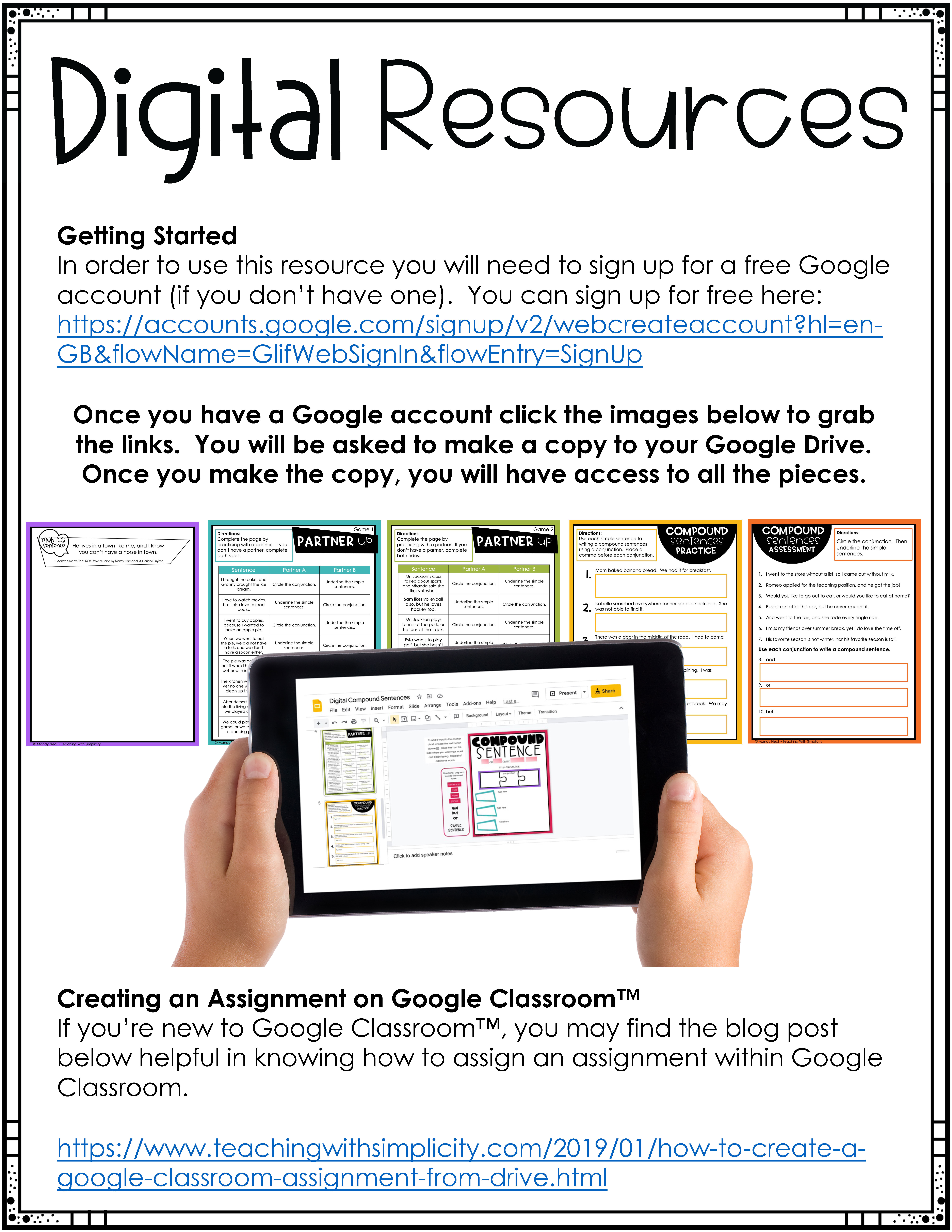 4th and 5th Grade Compound Sentences Digital Link