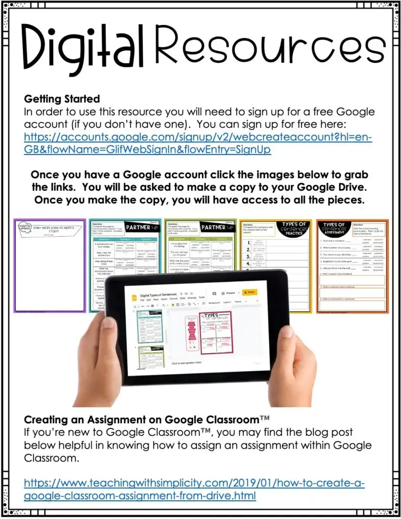 3rd Grade Types of Sentences Digital Link