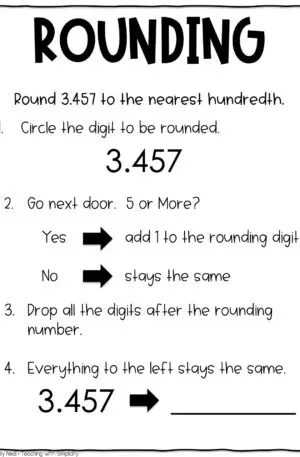 5th Grade Place Value - Rounding Decimals Anchor Chart