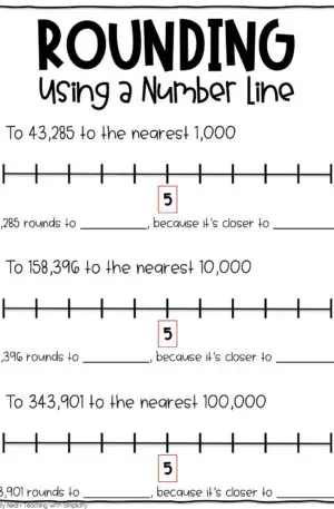 4th Grade Place Value - Rounding Using a Number Line Anchor Chart