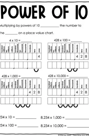 5th Grade Place Value - Powers of 10 Anchor Chart