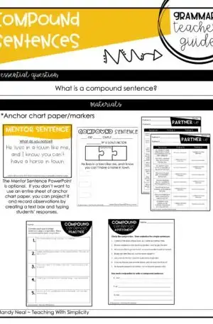 4th and 5th Grade Compound Sentences Teacher Guide