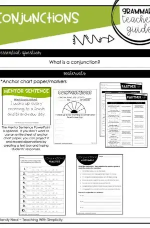 4th and 5th grade Conjunctions Teacher Guide