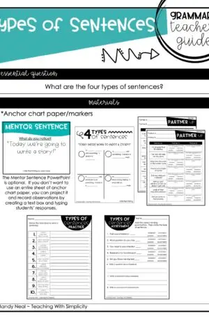 3rd Grade Types of Sentences Teacher Guide