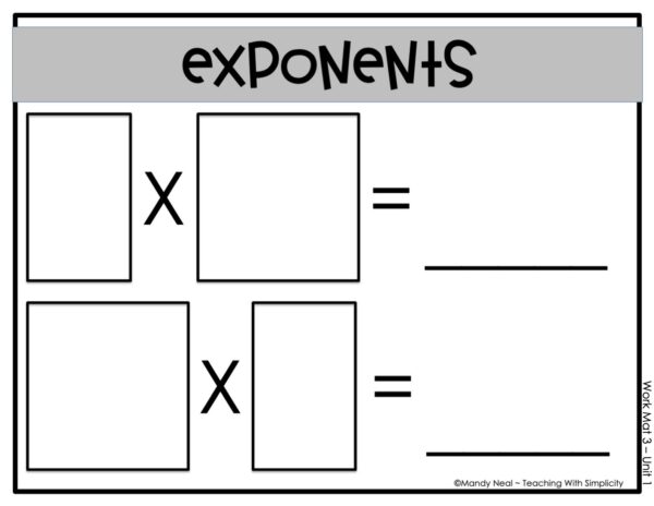 5th Grade Place Value - Exponents Math Mat