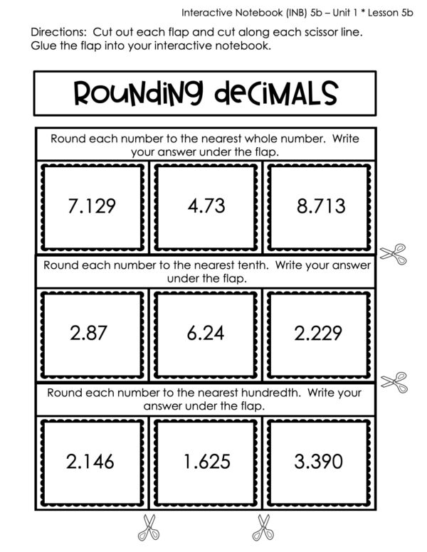 5th Grade Place Value - Rounding Decimals Interactive Notebook