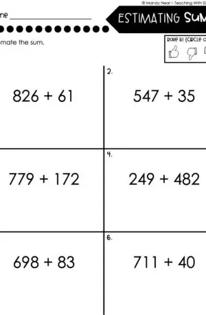 3rd Grade Addition Worksheet - Estimating Sums 1