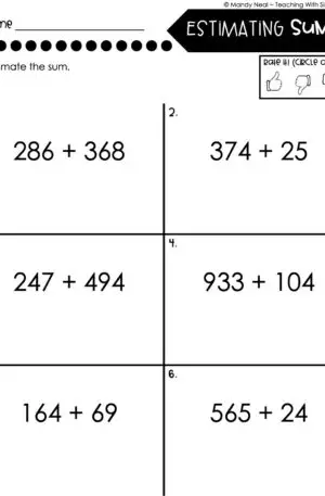 3rd Grade Addition Worksheet - Estimating Sums 2