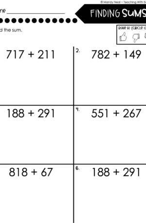 3rd Grade Addition Worksheet - Finding Sums 2