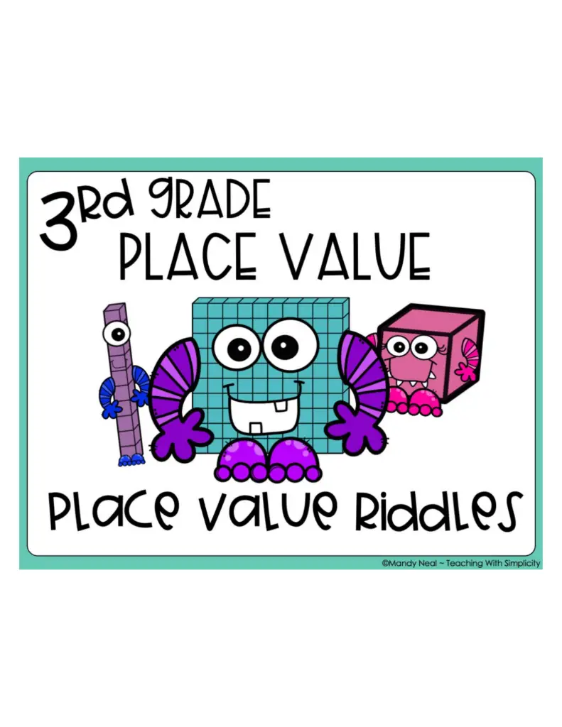 3rd Grade Place Value Riddles Math Center