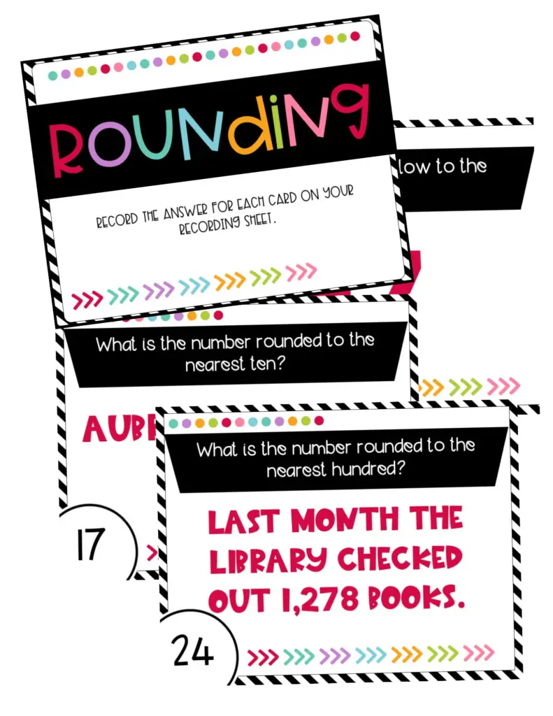 3rd Grade Rounding Task Cards (Printable)