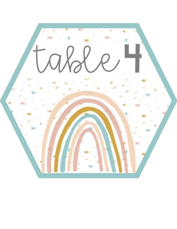 Boho Rainbow Hexagon Table Signs