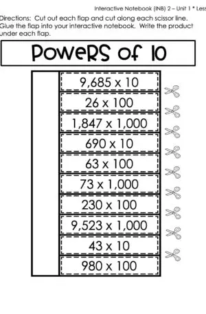 5th Grade Place Value - Powers of 10 Interactive Notebook