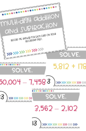 4th Grade Addition and Subtraction Task Cards (Printable)