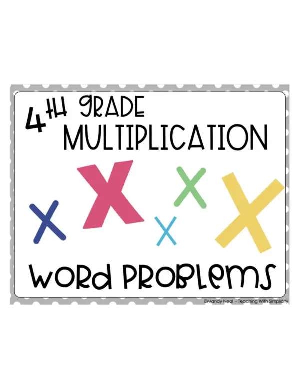 4th Grade Multiplication – Word Problems Math Center ...