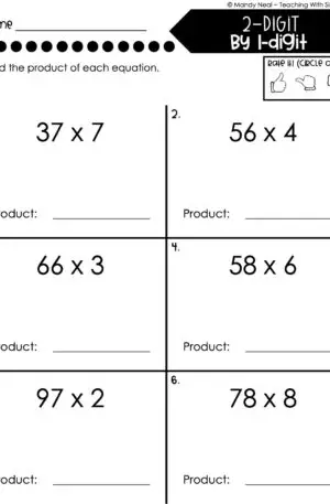 4th Grade Multiplication – 2-Digit by 1-Digit Multiplication Worksheet 2