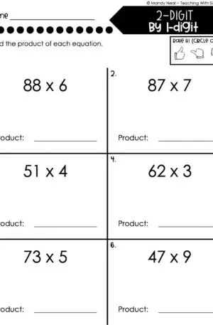 4th Grade Multiplication – 2-Digit by 1-Digit Multiplication Worksheet 2