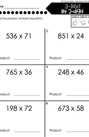 4th Grade Multiplication – 3-Digit by 2-Digit Multiplication Worksheet 1