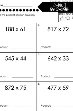 4th Grade Multiplication – 3-Digit by 2-Digit Multiplication Worksheet 2