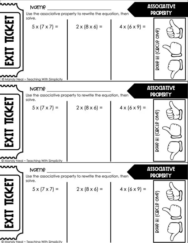 4th Grade Multiplication – Associative Property Exit Ticket 2