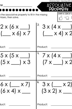 4th Grade Multiplication – Associative Property Worksheet 1