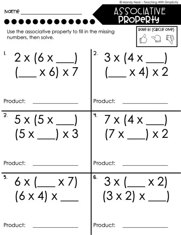 4th Grade Multiplication – Associative Property Worksheet 1