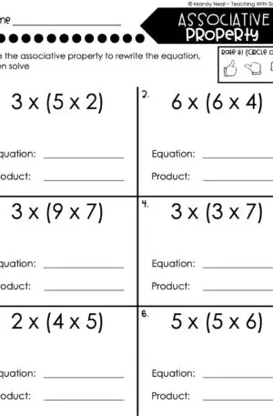 4th Grade Multiplication – Associative Property Worksheet 2