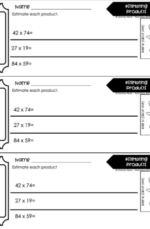 4th Grade Multiplication – Estimating Products Exit Ticket 1