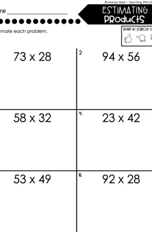 4th Grade Multiplication – Estimating Products Worksheet 2