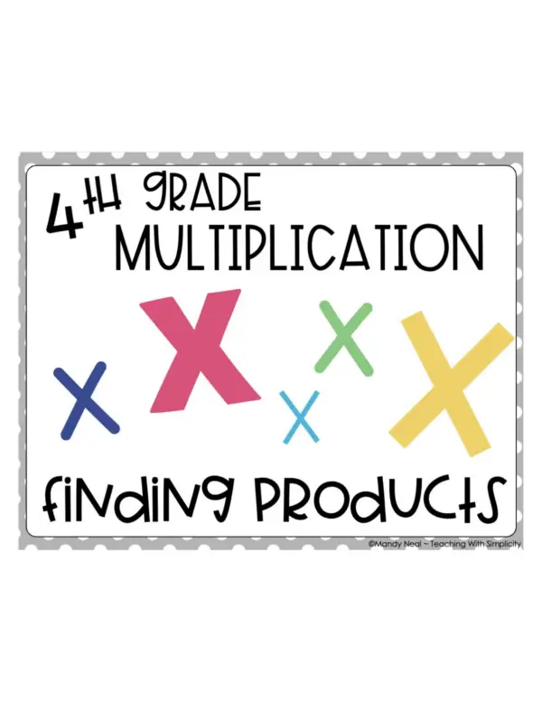 4th Grade Multiplication – Finding Products Math Center