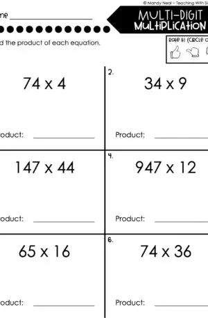 4th Grade Multiplication – Multi-Digit Multiplication Worksheet 2