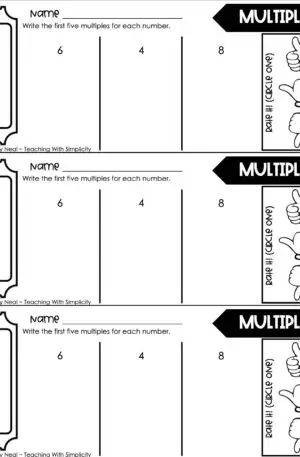 4th Grade Multiplication – Multiples Exit Ticket 2