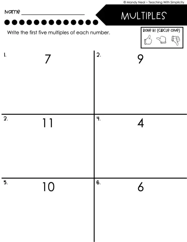 4th Grade Multiplication – Multiples Worksheet 2