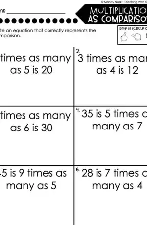 4th Grade Multiplication – Multiplication as Comparison Worksheet 1