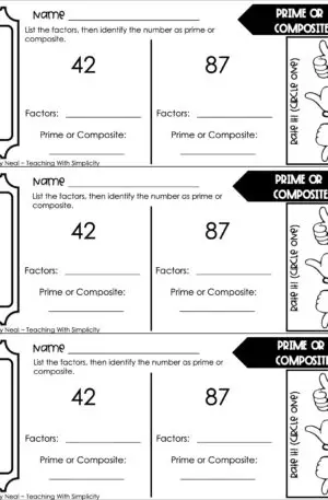 4th Grade Multiplication – Prime or Composite Exit Ticket 2