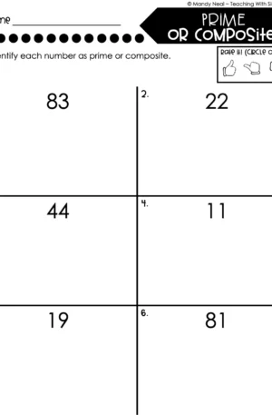 4th Grade Multiplication – Prime or Composite Worksheet 1